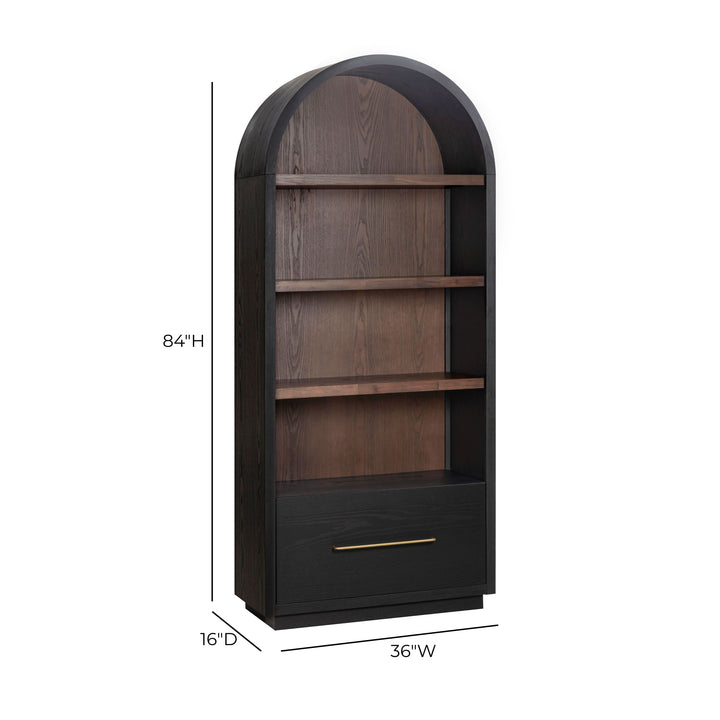 Marlow Black &amp;amp; Brown Two-Tone Wood Bookcase With File Drawer