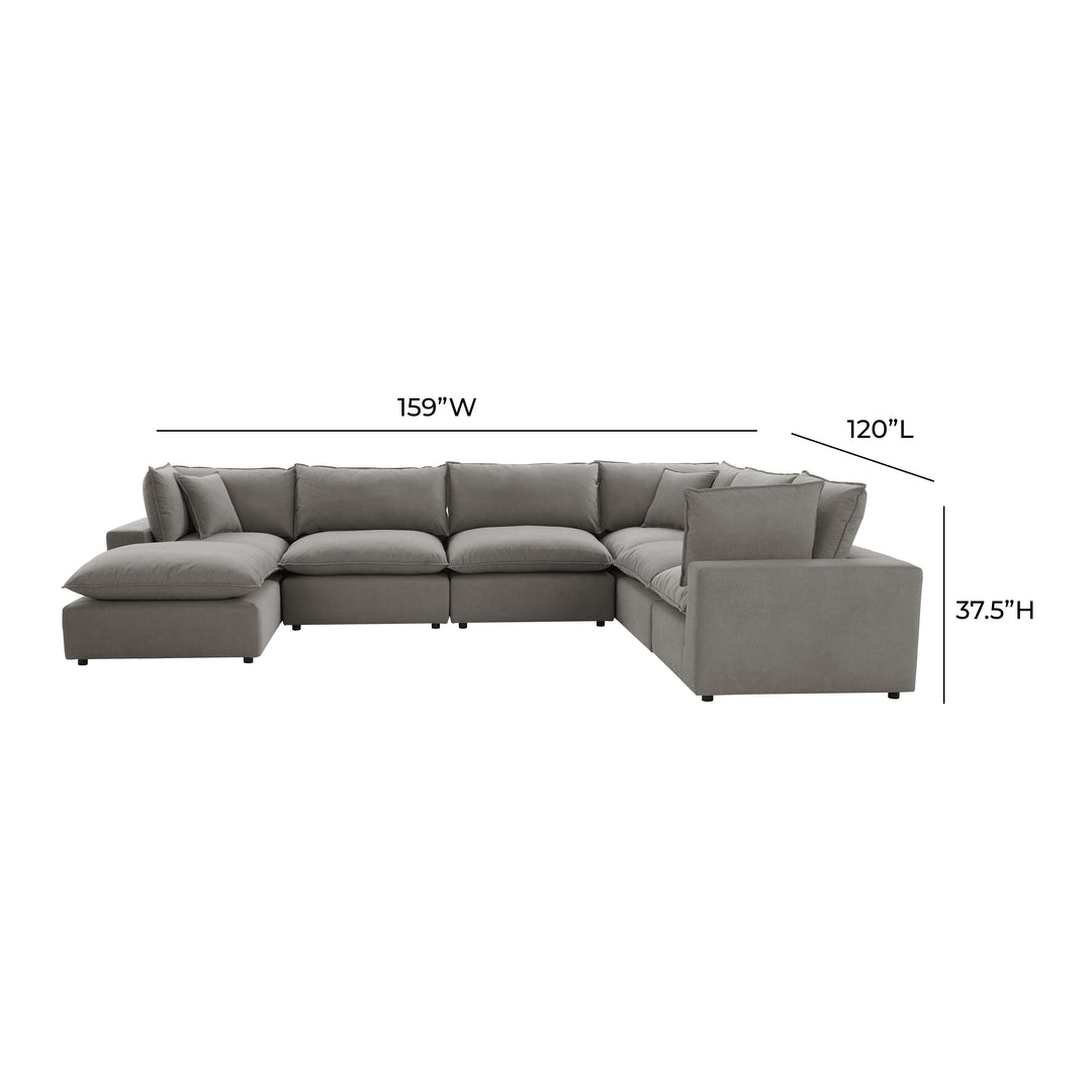 Cali 7-Piece Performance Fabric Modular Large Chaise Sectional