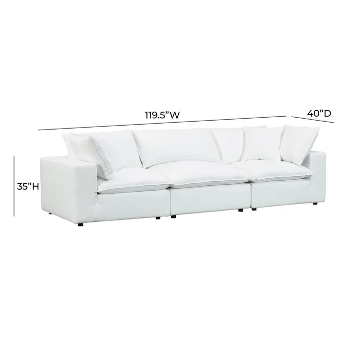 Cali 120" Pearl Performance Fabric Modular Sofa Customizable Comfort