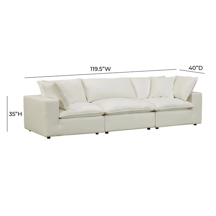 Cali 120" Natural Performance Fabric Modular Sofa Customizable Comfort