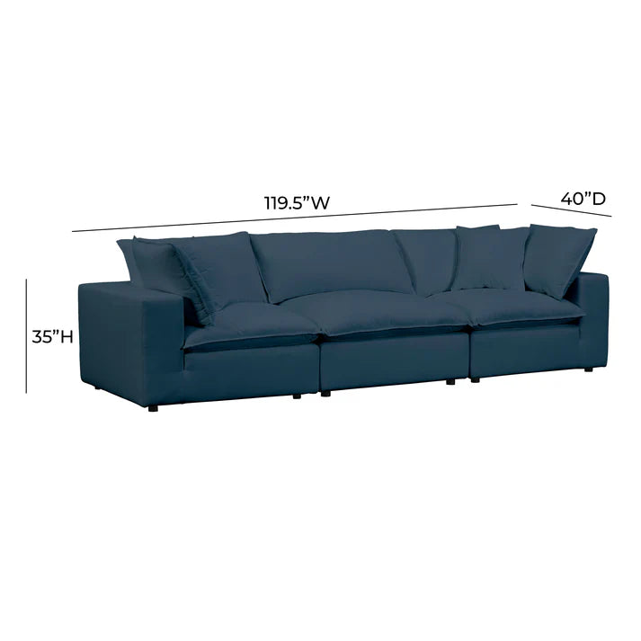 Cali 120" Navy Performance Fabric Modular Sofa Customizable Comfort