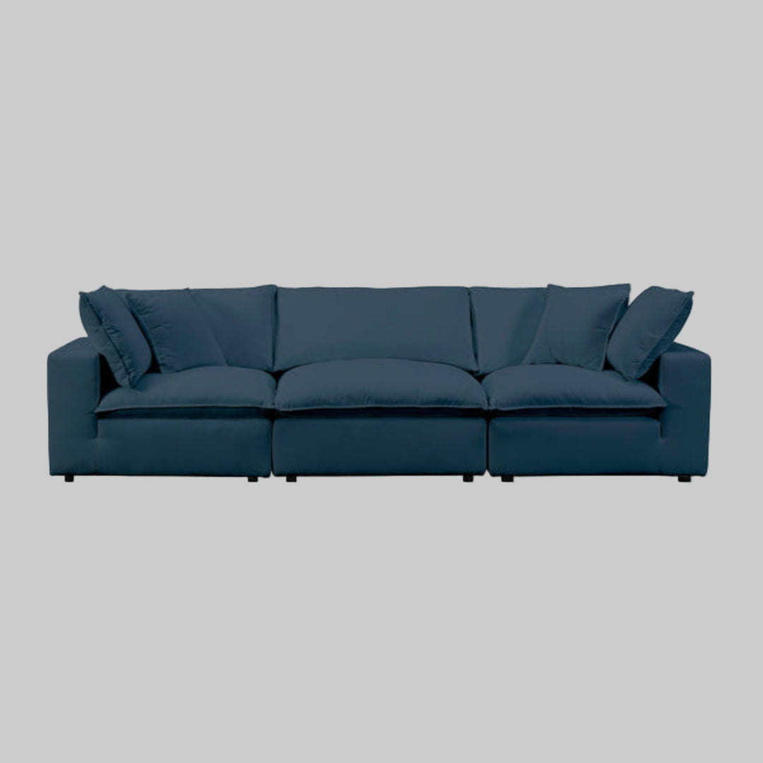 Cali 120" Navy Performance Fabric Modular Sofa Customizable Comfort