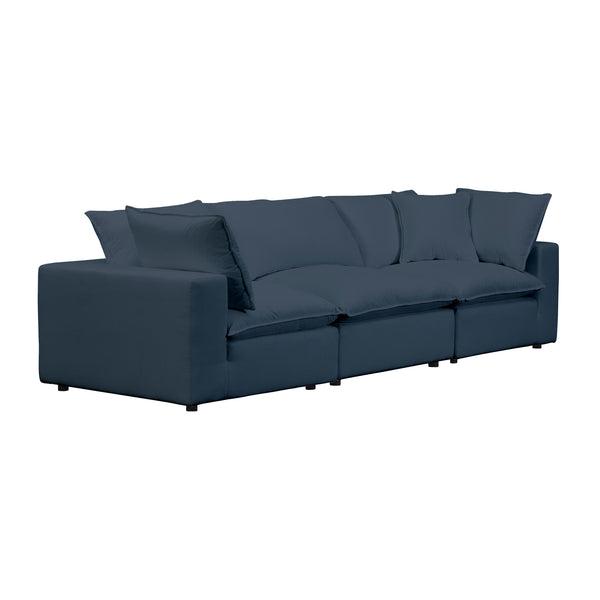 Cali 120" Navy Performance Fabric Modular Sofa Customizable Comfort