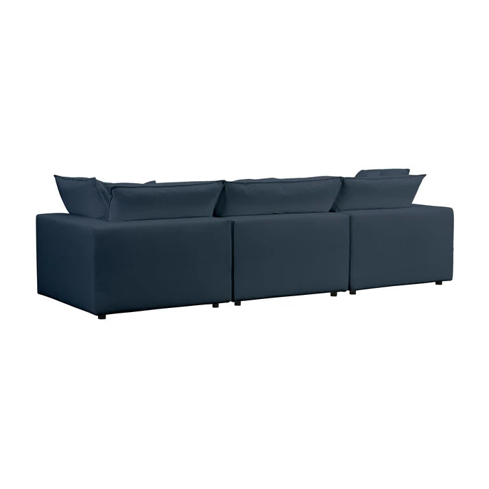 Cali 120" Navy Performance Fabric Modular Sofa Customizable Comfort