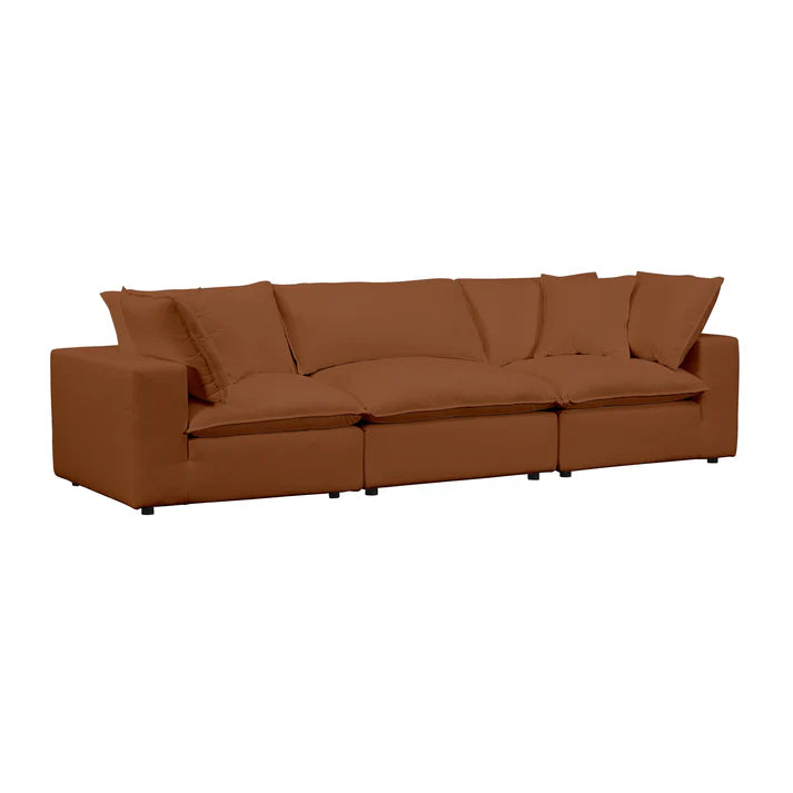 Cali 120" Rust Performance Fabric Modular Sofa Customizable Comfort