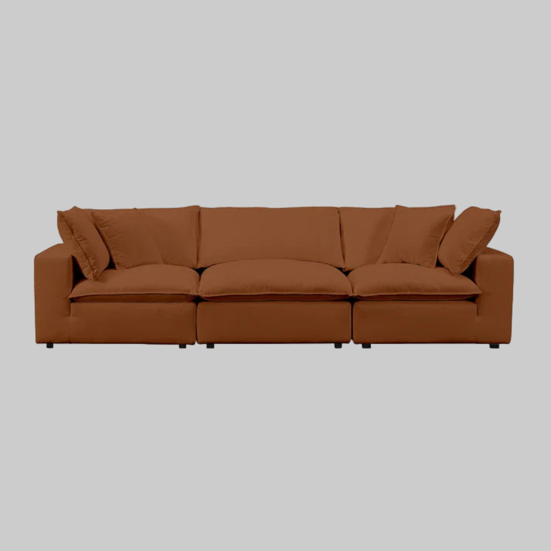 Cali 120" Rust Performance Fabric Modular Sofa Customizable Comfort