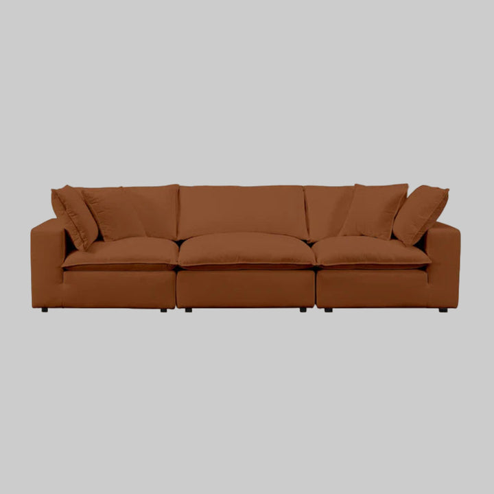 Cali 120" Rust Performance Fabric Modular Sofa Customizable Comfort