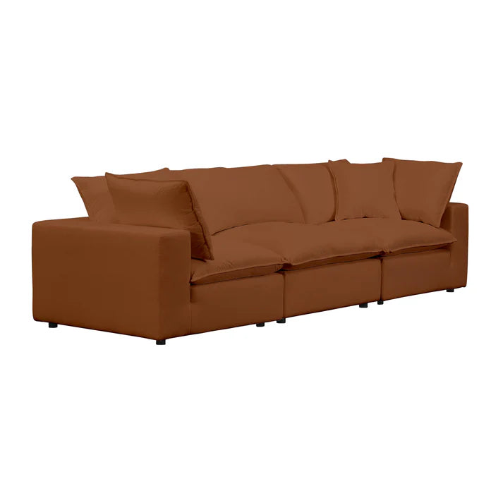 Cali 120" Rust Performance Fabric Modular Sofa Customizable Comfort