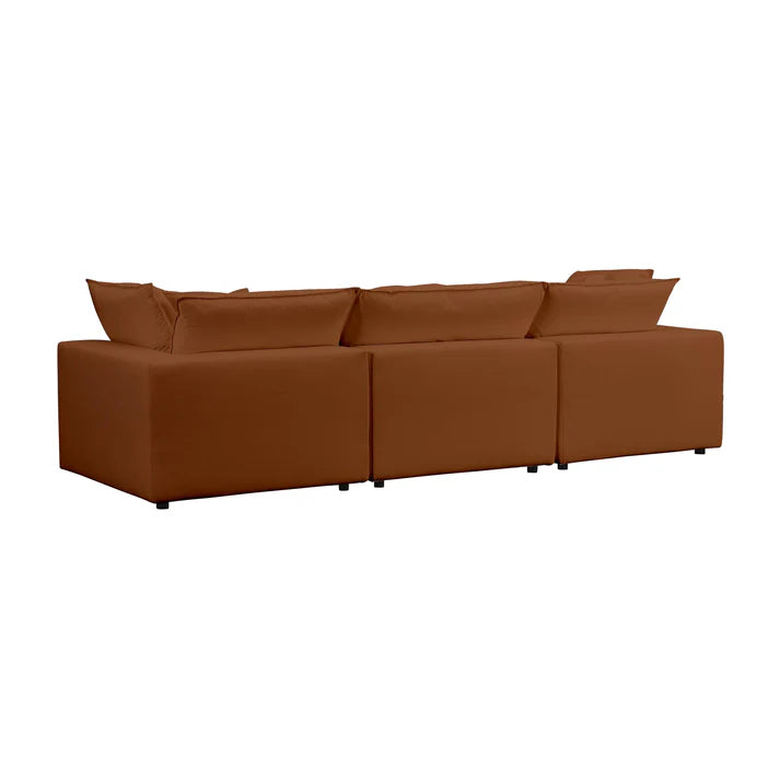 Cali 120" Rust Performance Fabric Modular Sofa Customizable Comfort