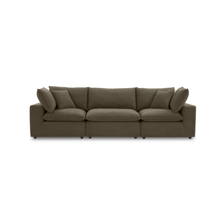 Cali 120" Chocolate Brown Performance Velvet Modular Sofa