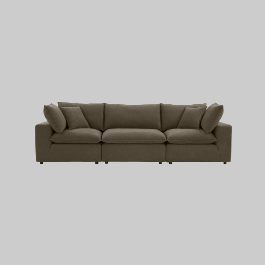 Cali 120" Chocolate Brown Performance Velvet Modular Sofa