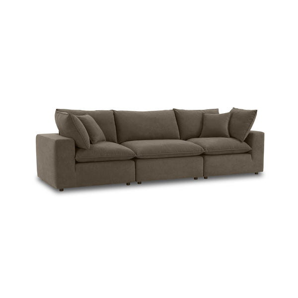 Cali 120" Chocolate Brown Performance Velvet Modular Sofa