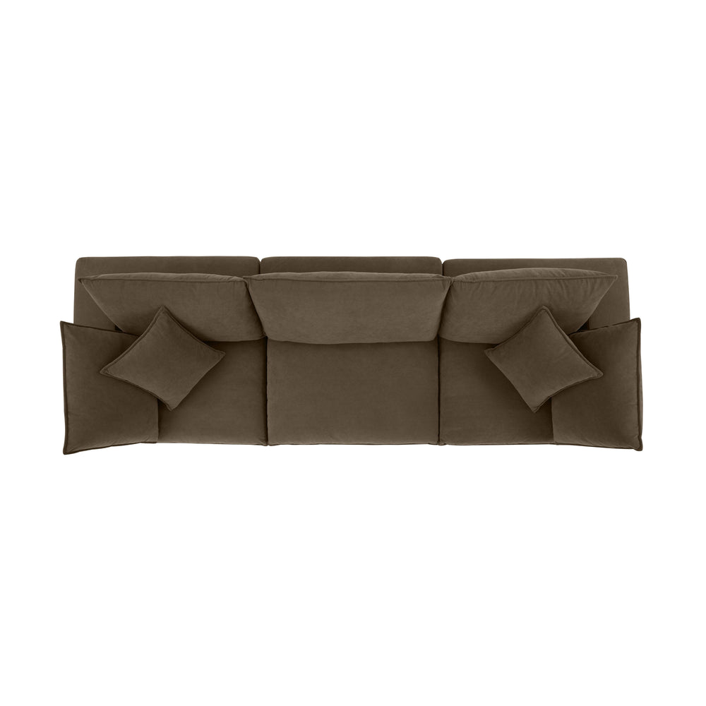 Cali 120" Chocolate Brown Performance Velvet Modular Sofa