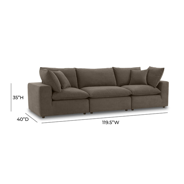 Cali 120" Chocolate Brown Performance Velvet Modular Sofa