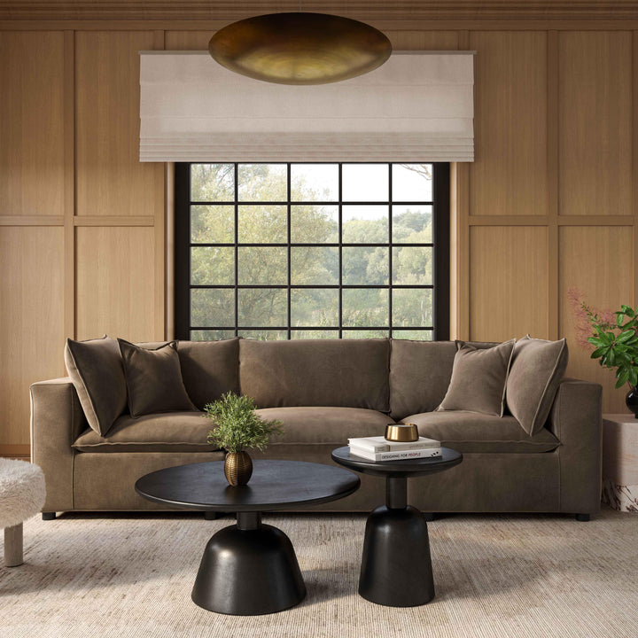 Cali 120" Chocolate Brown Performance Velvet Modular Sofa