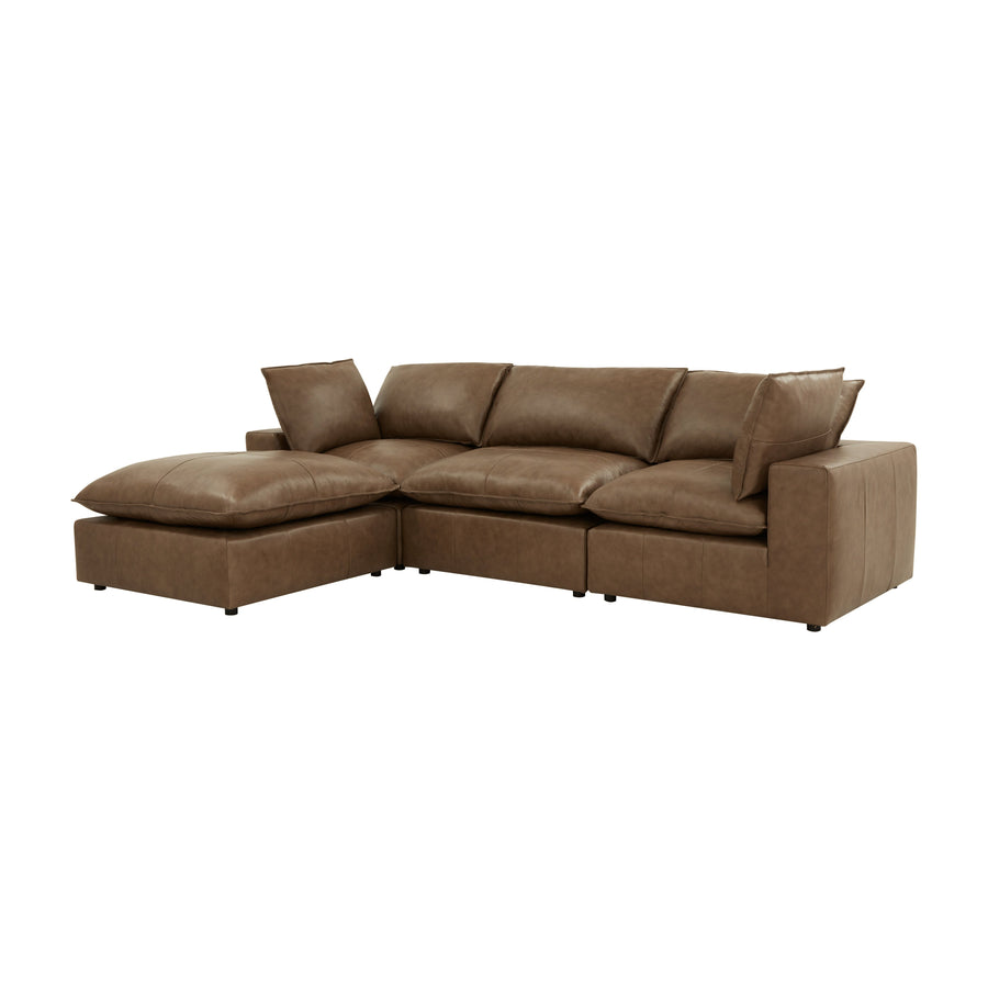 TOV Furniture Cali 4-Piece Brown Leather Modular Sectional