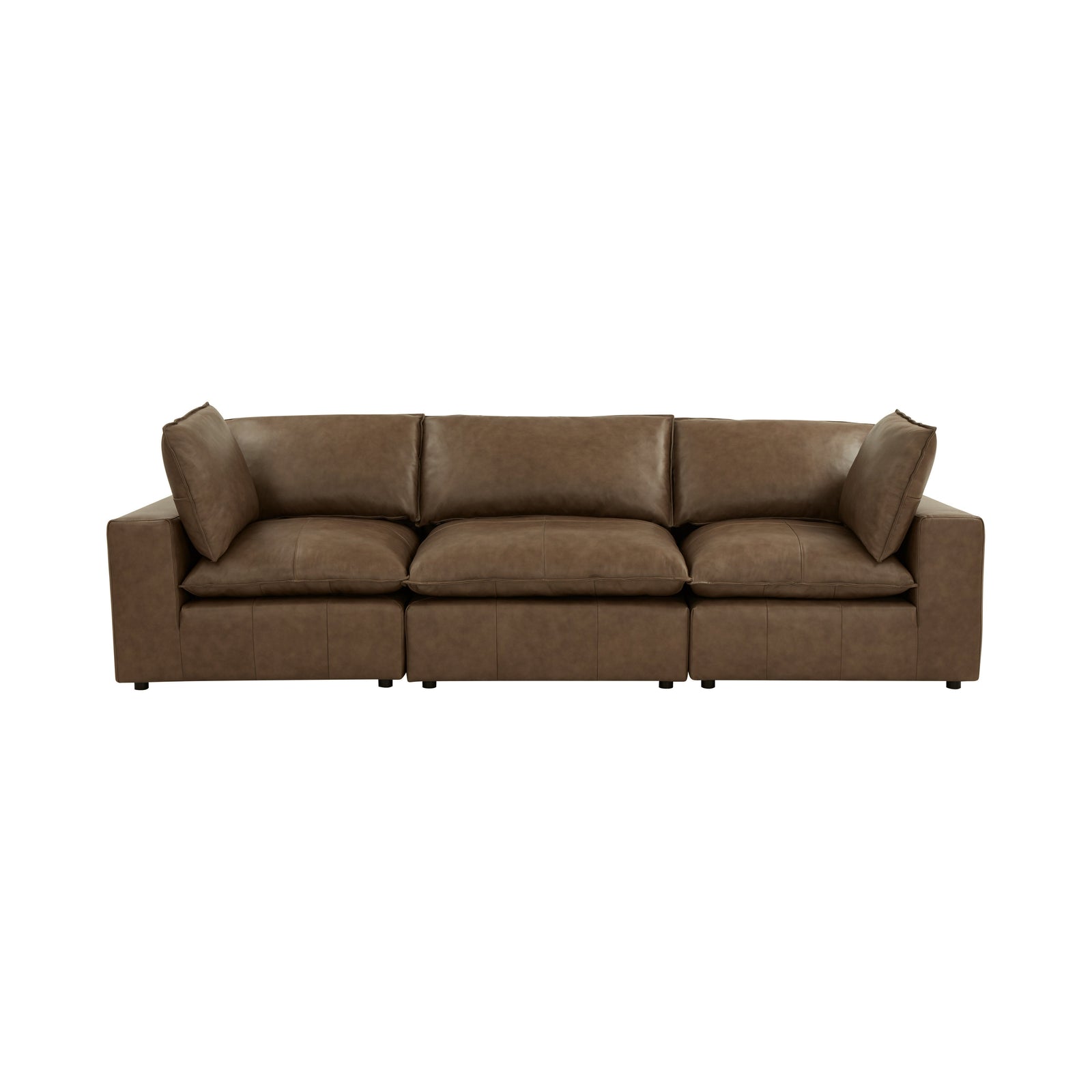 TOV Furniture Cali 120" Brown Leather Modular Sofa