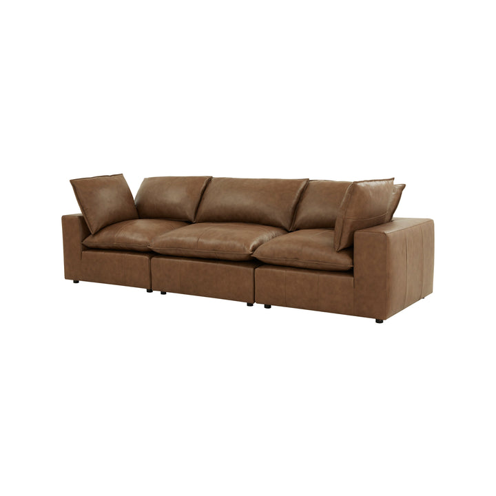 Cali 120" Brown Leather Modular Sofa