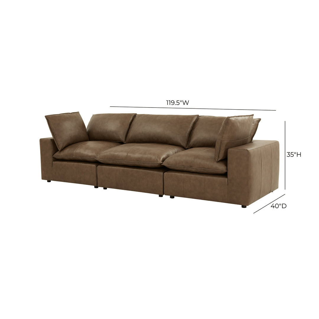 Cali 120" Brown Leather Modular Sofa