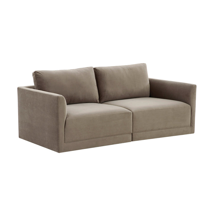 Willow 74" Taupe Performance Velvet Modular Loveseat