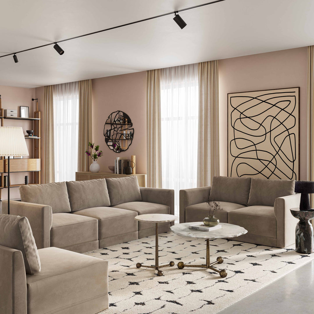 Willow 74" Taupe Performance Velvet Modular Loveseat