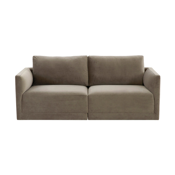 Willow 74" Taupe Performance Velvet Modular Loveseat