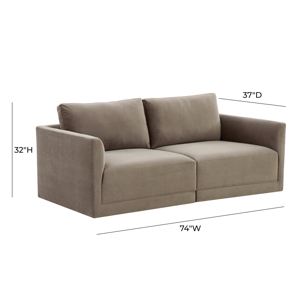 Willow 74" Performance Velvet Modular Loveseat