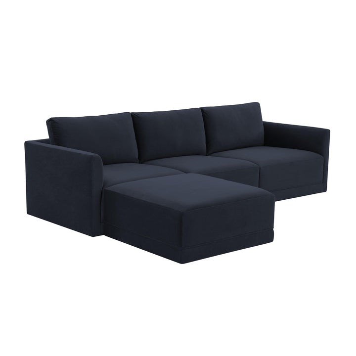 Willow 4-Piece Performance Velvet Modular Sectional - Navy
