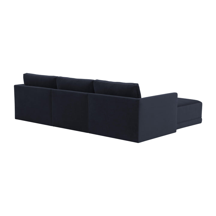 Willow 4-Piece Performance Velvet Modular Sectional - Navy
