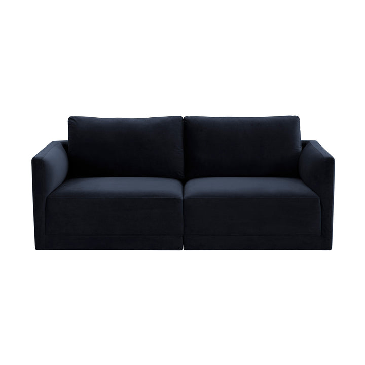 Willow 74" Navy Performance Velvet Modular Loveseat