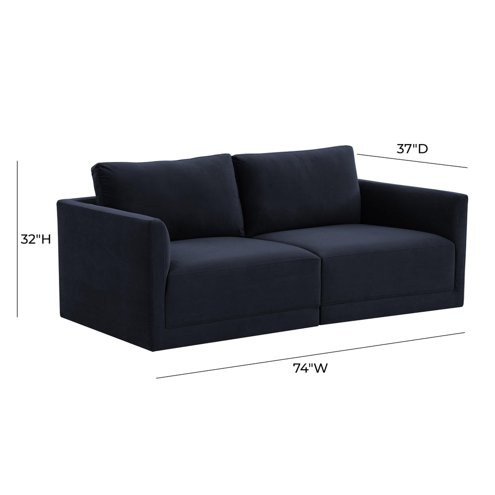 Willow 74" Performance Velvet Modular Loveseat