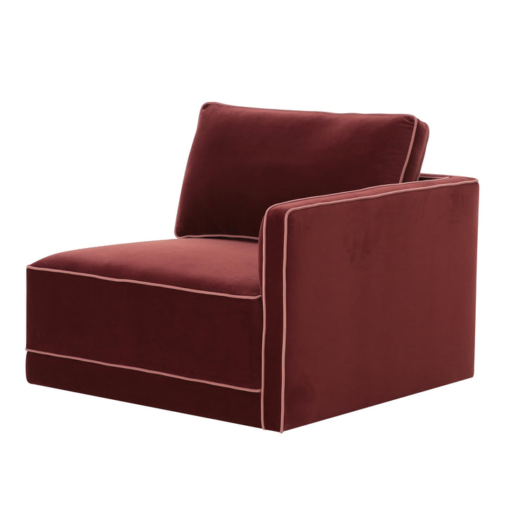 Willow Performance Velvet Modular RAF End Armchair - Red
