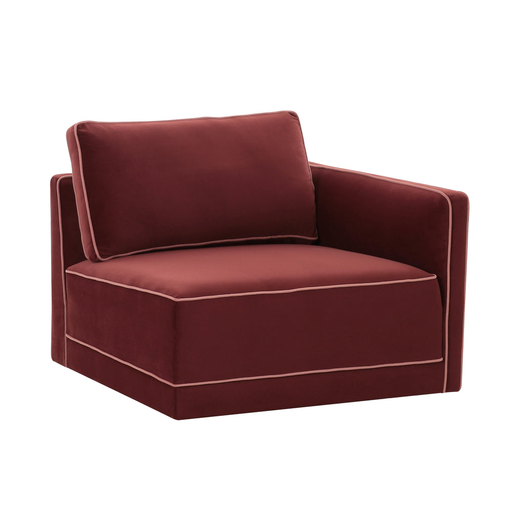 Willow Performance Velvet Modular RAF End Armchair - Red