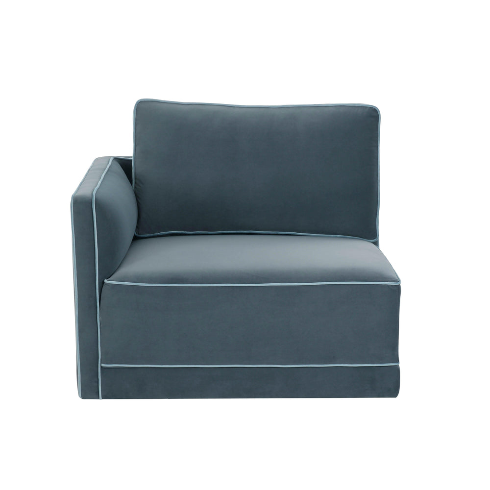 Willow Performance Velvet Modular LAF End Armchair - Blue
