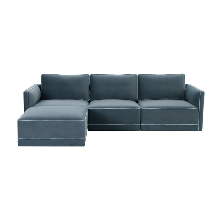 Willow 4-Piece Performance Velvet Modular Sectional - Blue