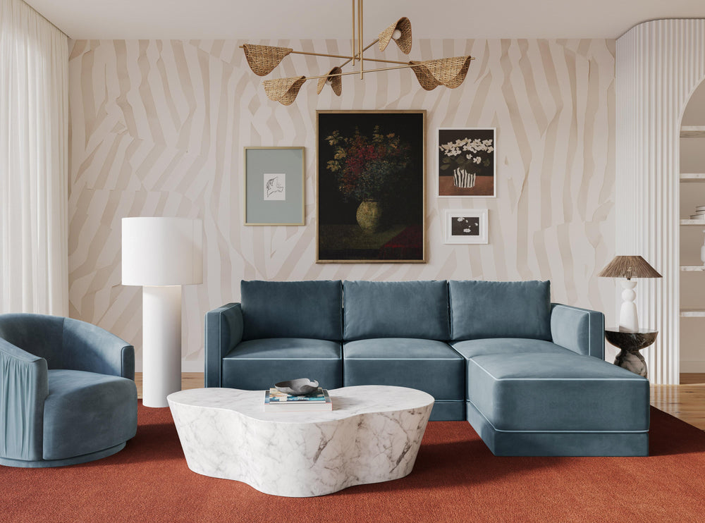 Willow 4-Piece Performance Velvet Modular Sectional - Blue