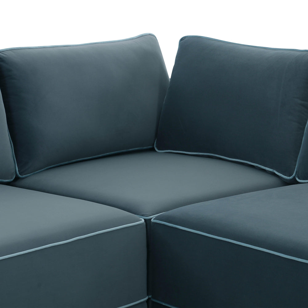 Willow 5-Piece Performance Velvet Modular L Sectional - Blue