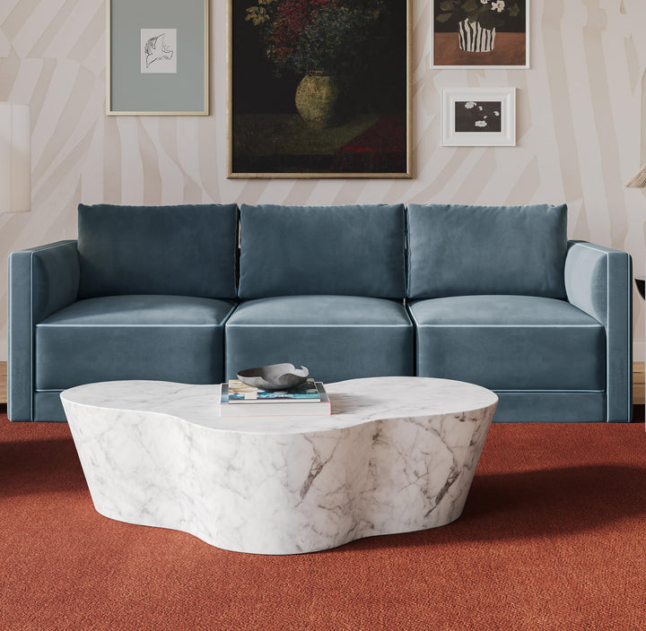 Willow 105" Performance Velvet Modular Sofa - Blue