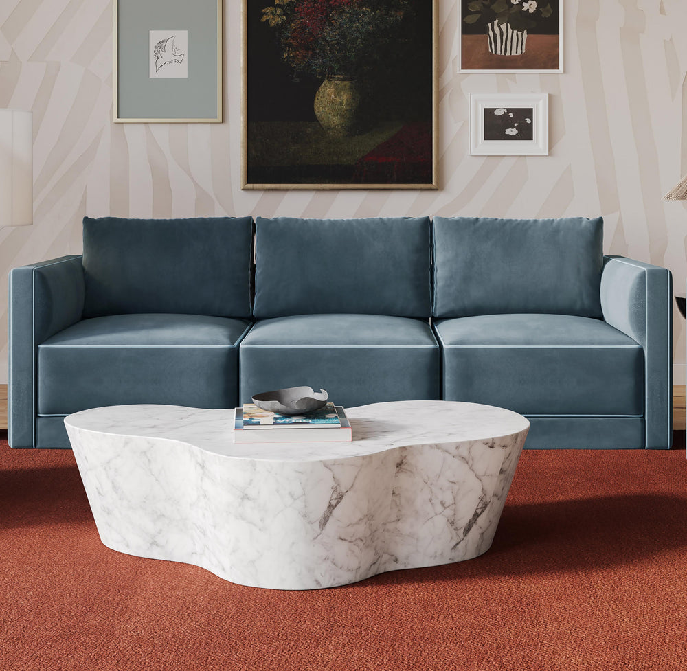 Willow 105" Performance Velvet Modular Sofa - Blue