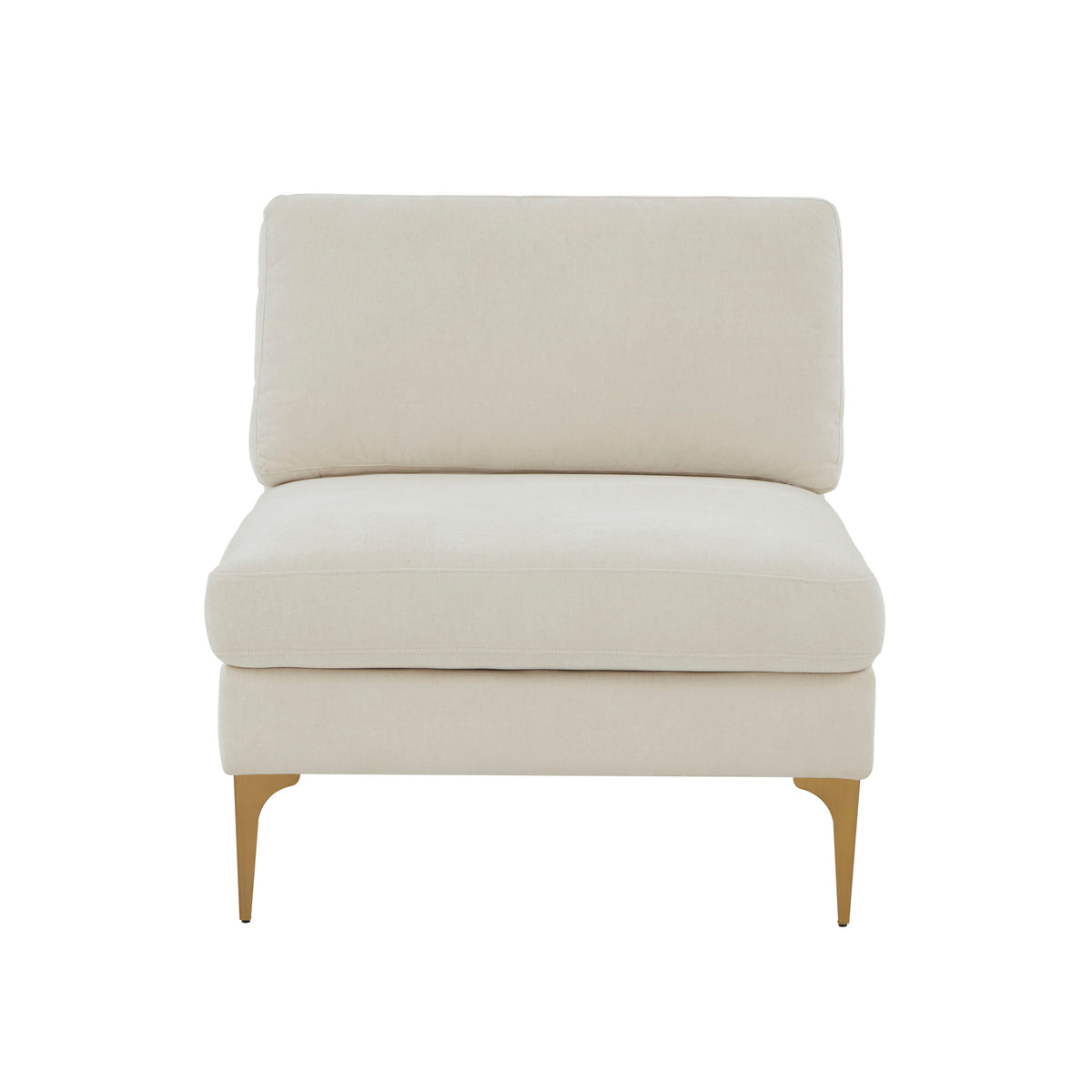 Serena Performance Velvet Modular Armless Chair - Cream