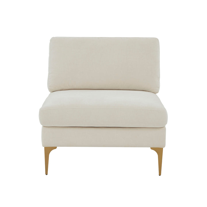 Serena Performance Velvet Modular Armless Chair - Cream