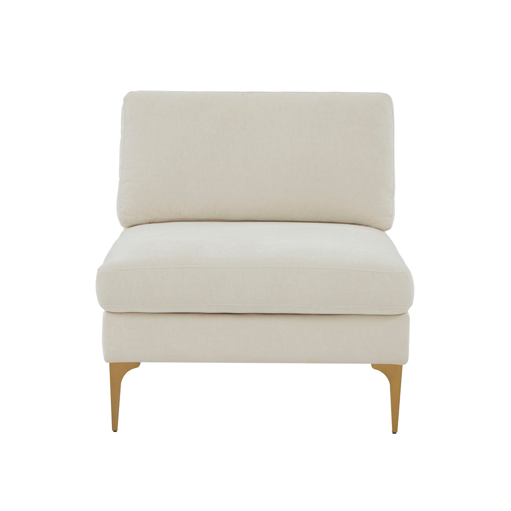 Serena Performance Velvet Modular Armless Chair - Cream