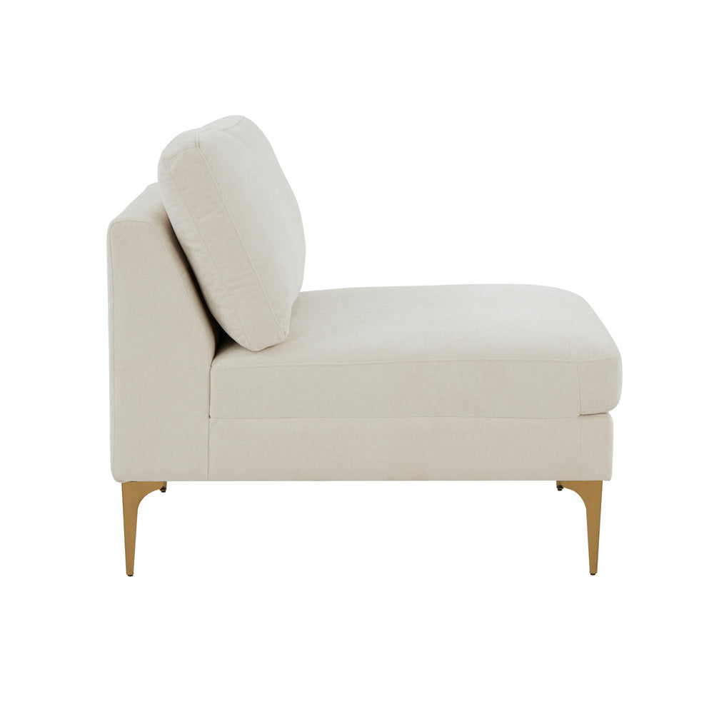 Serena Performance Velvet Modular Armless Chair - Cream