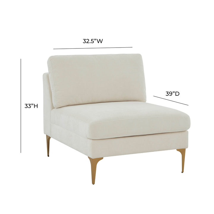 Serena Performance Velvet Modular Armless Chair - Cream