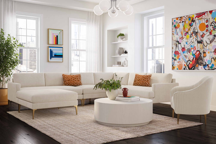 Serena Performance Velvet Ottoman - Cream