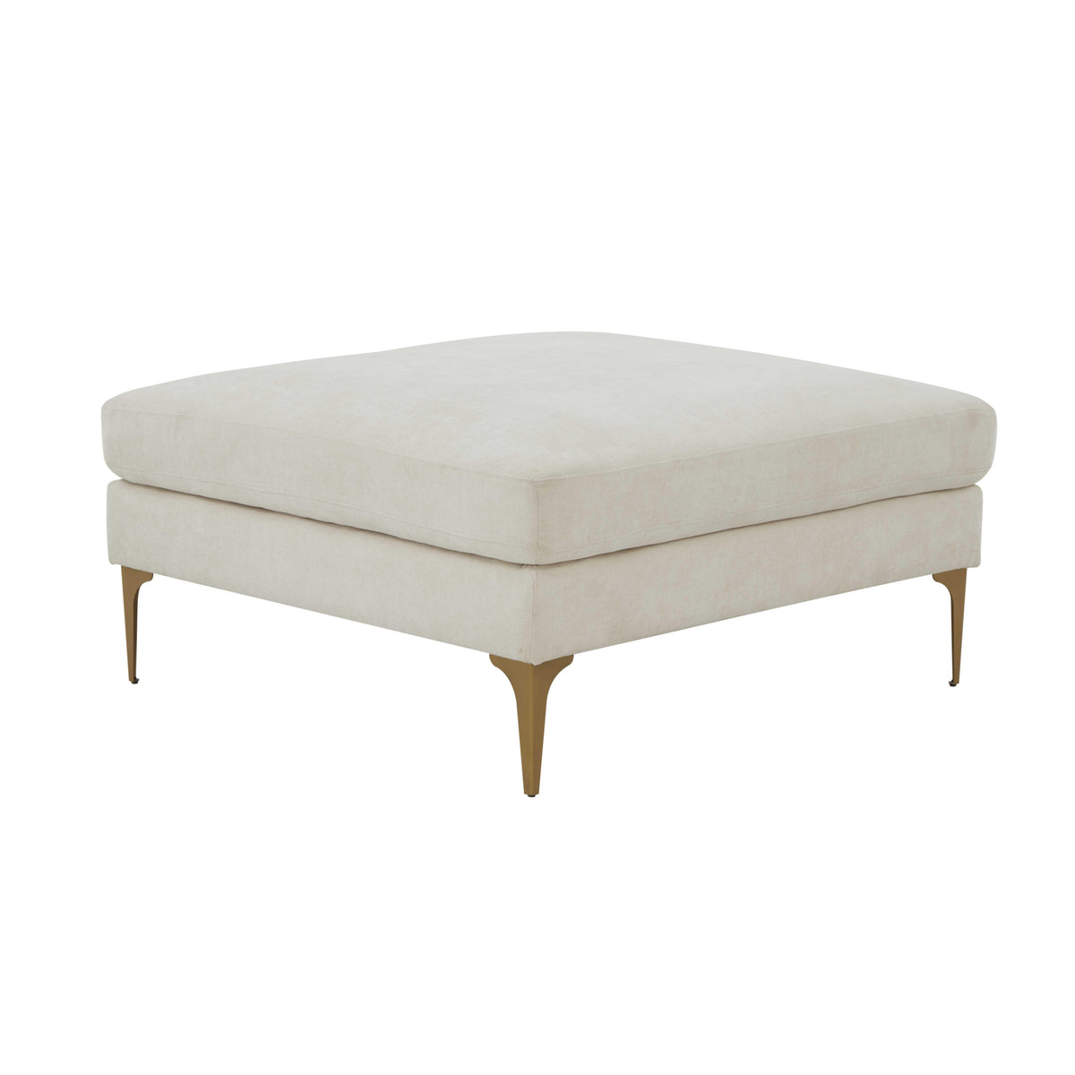 Serena Performance Velvet Ottoman - Cream