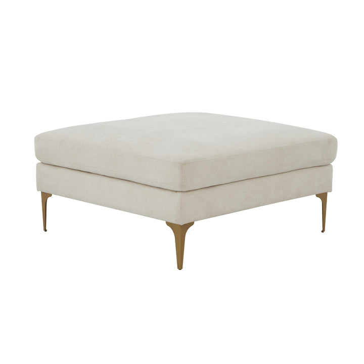 Serena Performance Velvet Ottoman - Cream