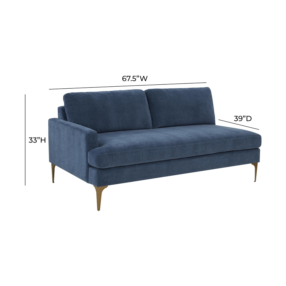 Serena 68" Performance Velvet Modular Loveseat - Blue / LAF