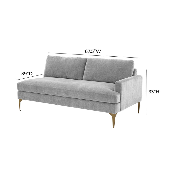 Serena 68" Performance Velvet Modular Loveseat - Grey / RAF