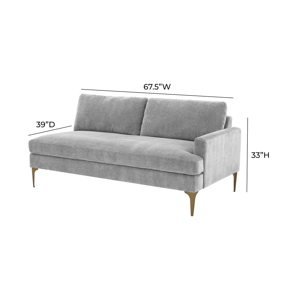 Serena 68" Performance Velvet Modular Loveseat - Grey / RAF
